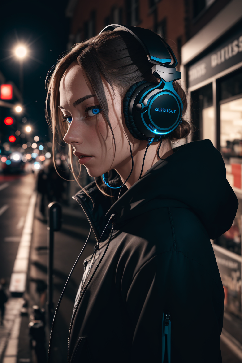 06686-691042901-absurdres, best quality,1girl, solo, standing, eye focus, blue eyes, street, night, black theme, (from side_0.5), looking at vie.png